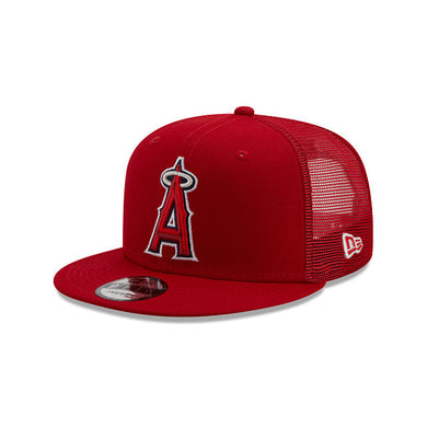 Los Angeles Anaheim Angels New Era MLB 9FIFTY 950 Trucker Mesh Snapback Cap Hat Red Crown/Visor Team Color Logo