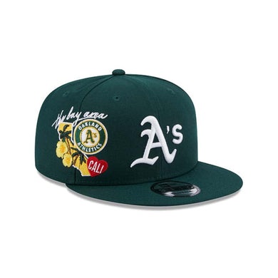 Oakland A's Athletics New Era MLB 9FIFTY 950 Snapback Cap Hat Dark Green Crown/Visor White Logo Gray UV (Icon)