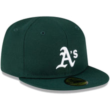 Load image into Gallery viewer, (Infant) Oakland A&#39;s Athletics New Era MLB 59FIFTY 5950 Fitted Cap Hat Dark Green Crown/Visor White Logo (My 1st First)
