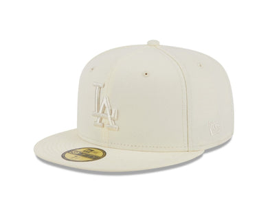 Los Angeles Dodgers New Era MLB 59FIFTY 5950 Fitted Cap Hat Cream Crown/Visor Cream Logo (Color Pack)