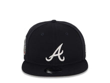 Load image into Gallery viewer, Atlanta Braves New Era MLB 9FIFTY 950 Snapback Cap Hat Navy Blue Crown/Visor White Logo 2021 World Series Side Patch Gray UV
