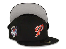 Load image into Gallery viewer, San Diego Padres New Era MLB 59FIFTY 5950 Fitted Cap Hat Black Crown/Visor Metallic Red “P” Logo 40th Anniversary Side Patch White UV

