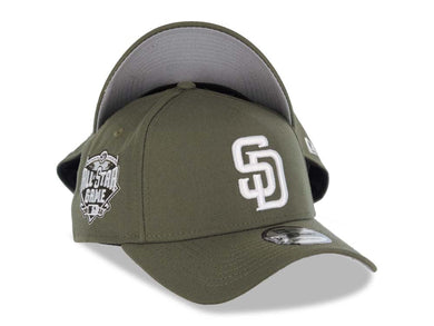 San Diego Padres New Era MLB 9FORTY 940 Adjustable A-Frame Cap Hat Snapback Closure Olive Green Crown/Visor White Logo 2016 All-Star Game Side Patch