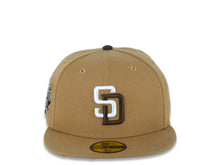 Load image into Gallery viewer, (Youth) San Diego Padres New Era MLB 59FIFTY 5950 Fitted Cap Hat Wheat Crown/Visor White/Brown Logo 2016 All-Star Game Side Patch (Cookie Dough)
