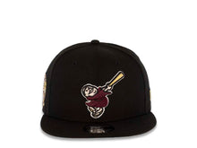 Load image into Gallery viewer, (Youth) San Diego Padres New Era MLB 9FIFTY 950 Snapback Cap Hat Black Crown/Visor Maroon/MetallicGold Swinging Friar Logo 25th Anniversary Side Patch
