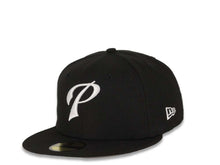 Load image into Gallery viewer, San Diego Padres New Era MLB 59FIFTY 5950 Fitted Cap Hat Black Crown/Visor White &quot;P&quot; Logo 40th Anniversary Side Patch Gray UV
