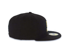 Load image into Gallery viewer, San Diego Padres New Era MLB 59FIFTY 5950 Fitted Cap Hat Black Crown/Visor Metallic Gold Pacific Coast League PCL S Logo Black UV
