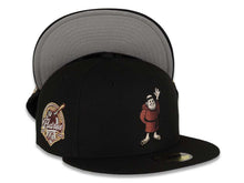 Load image into Gallery viewer, San Diego Padres New Era MLB 59FIFTY 5950 Fitted Cap Hat Black Crown/Visor Maroon/Gold/Black Waving Friar Logo 40th Anniversary Side Patch Gray UV
