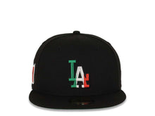 Load image into Gallery viewer, (Mexico Flag Colors) Los Angeles Dodgers New Era MLB 59FIFTY 5950 Fitted Cap Hat Black Crown/Visor Green/White/Red Logo Mexico Flag Side Patch
