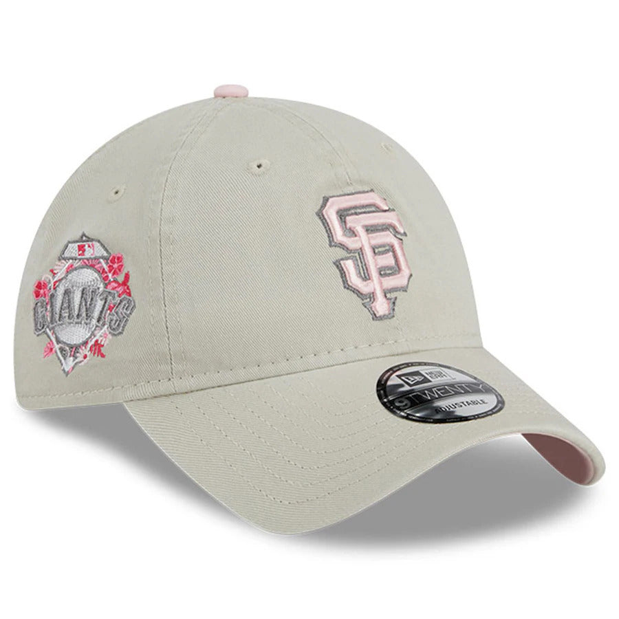 San Francisco Giants New Era MLB 9TWENTY 920 Adjustable Cap Hat Stone Crown/Visor Pink/Gray Logo Mother's Day 2023 Side Patch Pink UV