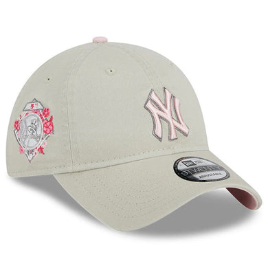 New York Yankees New Era MLB 9TWENTY 920 Adjustable Cap Hat Stone Crown/Visor Pink/Gray Logo Mother's Day 2023 Side Patch Pink UV