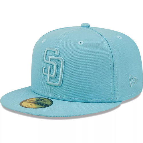 San Diego Padres New Era MLB 59FIFTY 5950 Fitted Cap Hat Sky Blue Crown/Visor Sky Blue Logo (Color Pack)