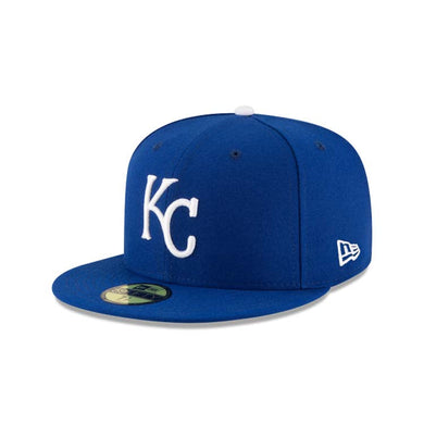 (Youth) Kansas City Royals New Era MLB 59FIFTY 5950 Kids Fitted Cap Hat Royal Blue Crown/Visor White Logo