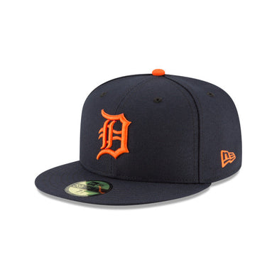 (Youth) Detroit Tigers New Era MLB 59FIFTY 5950 Kids Fitted Cap Hat Navy Blue Crown/Visor Orange Logo