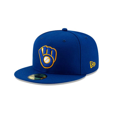 (Youth) Milwaukee Brewers New Era MLB 59FIFTY 5950 Kids Fitted Cap Hat Royal Blue Crown/Visor Team Color Logo
