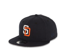Load image into Gallery viewer, San Diego Padres New Era MLB 9FIFTY 950 Snapback Cap Hat Navy Crown/Visor White/Orange Logo 25th Anniversary Side Patch Orange UV
