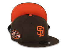 Load image into Gallery viewer, San Diego Padres New Era MLB 9FIFTY 950 Snapback Cap Hat Brown Crown/Visor Orange Logo 50th Anniversary Side Patch Orange UV
