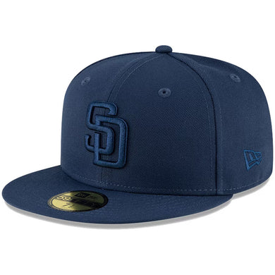 San Diego Padres New Era MLB 59FIFTY 5950 Fitted Cap Hat Navy Blue Crown/Visor Navy Blue Logo
