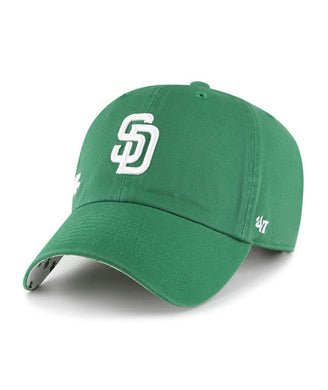 San Diego Padres '47 MLB Clean Up Adjustable Cap Hat Green Crown/Visor White Logo (St. Patrick's Day Icon)