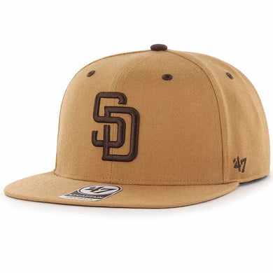 San Diego Padres '47 Brand MLB Captain Snapback Cap Hat Khaki Crown/Visor Brown Logo Khaki UV