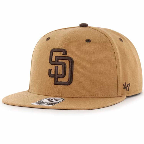 San Diego Padres '47 Brand MLB Captain Snapback Cap Hat Khaki Crown/Visor Brown Logo Khaki UV