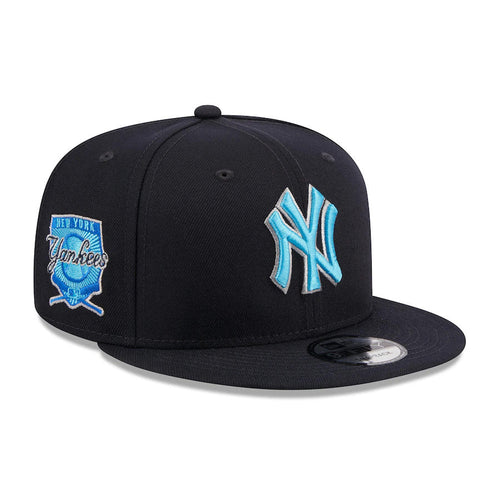New York Yankees New Era MLB 9FIFTY 950 Snapback Cap Hat Navy Crown/Visor Sky Blue/White Logo Father's Day 2023 Side Patch Sky Blue UV