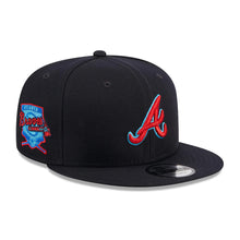 Load image into Gallery viewer, Atlanta Braves New Era MLB 9FIFTY 950 Snapback Cap Hat Navy Crown/Visor Red/Sky Blue Logo Father&#39;s Day 2023 Side Patch Sky Blue UV
