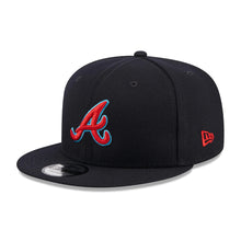 Load image into Gallery viewer, Atlanta Braves New Era MLB 9FIFTY 950 Snapback Cap Hat Navy Crown/Visor Red/Sky Blue Logo Father&#39;s Day 2023 Side Patch Sky Blue UV
