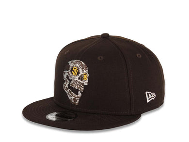 San Diego Padres New Era MLB 9FIFTY 950 Snapback Cap Hat Dark Brown Crown/Visor White/Yellow/Gray Sugar Skull Logo Black UV