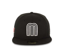 Load image into Gallery viewer, Mexico New Era WBC World Baseball Classic 59FIFTY 5950 Fitted Cap Hat Black Crown/Visor Black/White Logo Mexico Flag Side Patch Gray UV
