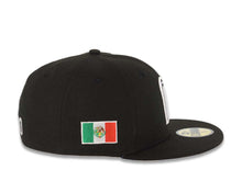 Load image into Gallery viewer, Mexico New Era WBC World Baseball Classic 59FIFTY 5950 Fitted Cap Hat Black Crown/Visor Black/White Logo Mexico Flag Side Patch Gray UV
