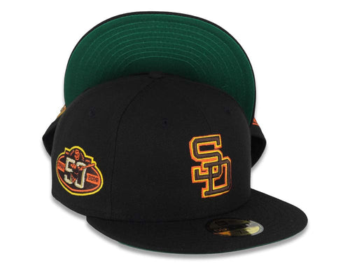 San Diego Padres New Era MLB 59FIFTY 5950 Fitted Cap Hat COLOR1 Crown/Visor COLOR2 Logo 50th Anniversary Side Patch