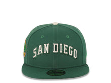 Load image into Gallery viewer, San Diego Padres New Era MLB 59FIFTY 5950 Fitted Cap Hat Green Crown/Visor Cream/Aqau Script Logo Stadium Side Patch Gray UV (Swap Meet 2.0)
