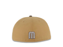 Load image into Gallery viewer, Mexico New Era 59FIFTY 5950 Fitted Cap Hat Wheat Crown/Visor Cream/Brown Logo Mexico Flag Side Patch Brown UV
