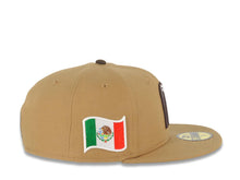 Load image into Gallery viewer, Mexico New Era 59FIFTY 5950 Fitted Cap Hat Wheat Crown/Visor Cream/Brown Logo Mexico Flag Side Patch Brown UV
