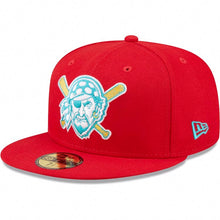 Load image into Gallery viewer, Pittsburgh Pirates New Era MLB 59FIFTY 5950 Fitted Cap Hat Red Crown/Visor Teal/White/Yellow Logo 1994 All-Star Game Side Patch Teal UV
