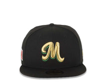 Load image into Gallery viewer, Mexico Carribean Serie New Era 59FIFTY 5950 Fitted Cap Hat Black Crown/Visor Metallic Gold/Green Logo Flag Side Patch
