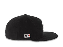 Load image into Gallery viewer, (Corduroy) San Diego Padres New Era MLB 59FIFTY 5950 Fitted Cap Hat Black Crown/Visor White Logo Batterman Batty Side Patch Green UV
