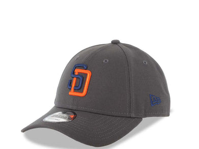San Diego Padres New Era MLB 9FORTY 940 Adjustable Cap Hat Dark Gray Crown/Visor Light Navy Blue/Orange Logo Dark Gray UV