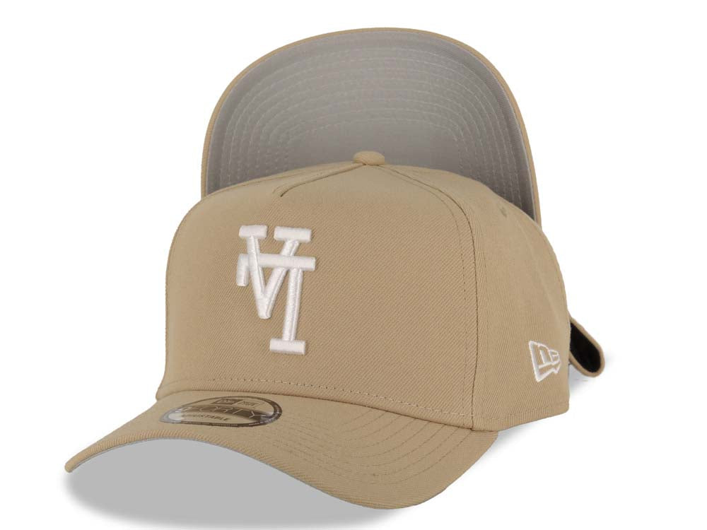 Los Angeles Dodgers New Era MLB 9FORTY 940 Adjustable A-Frame Cap Hat Khaki Crown/Visor White Upside Down Logo