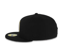 Load image into Gallery viewer, San Diego Padres New Era MLB 59FIFTY 5950 Fitted Cap Hat Black Crown/Visor White/Metallic Gold Logo Established 1969 Side Patch 619 Back Logo
