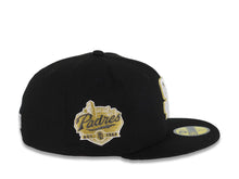 Load image into Gallery viewer, San Diego Padres New Era MLB 59FIFTY 5950 Fitted Cap Hat Black Crown/Visor White/Metallic Gold Logo Established 1969 Side Patch 619 Back Logo
