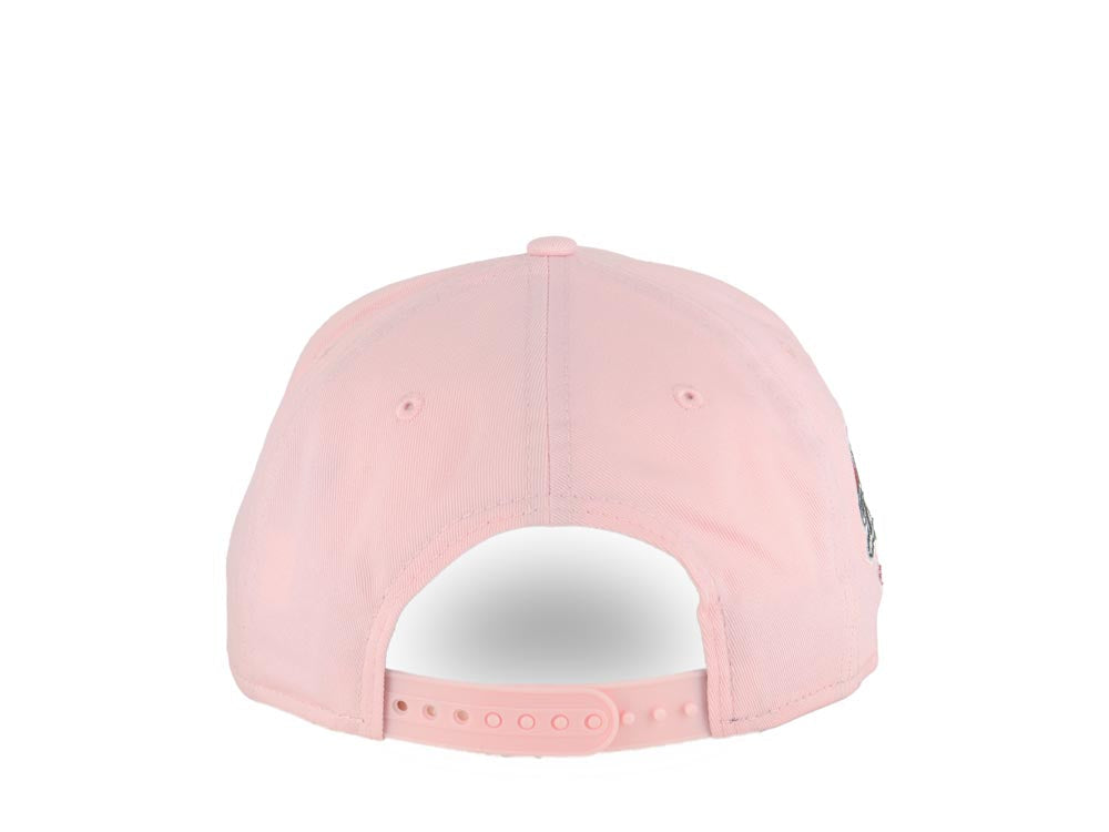 Los Angeles Dodgers New Era MLB 9FORTY 940 Adjustable A-Frame Cap Hat Pink Crown/Visor White Logo Red Roses 100th Anniversary Side Patch