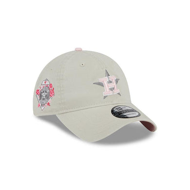 Houston Astros New Era MLB 9TWENTY 920 Adjustable Cap Hat Stone Crown/Visor Pink/Gray Logo (2023 Mother's Day)