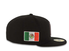 Load image into Gallery viewer, Mexico New Era WBC World Baseball Classic 59FIFTY 5950 Fitted Cap Hat Black Crown/Visor Black/Dark Gray Logo Mexico Flag Dark Gray UV
