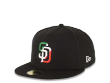 Load image into Gallery viewer, San Diego Padres New Era MLB 59FIFTY 5950 Fitted Cap Hat Black Crown/Visor Green/White/Red Logo 40th Anniversary Side Patch Gray UV
