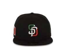 Load image into Gallery viewer, San Diego Padres New Era MLB 59FIFTY 5950 Fitted Cap Hat Black Crown/Visor Green/White/Red Logo Mexico Side Patch Gray UV
