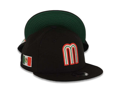 (Youth) Mexico New Era WBC World Baseball Classic 9FIFTY 950 Kid Snapback Cap Hat Black Crown/Visor Team Color Logo Green UV