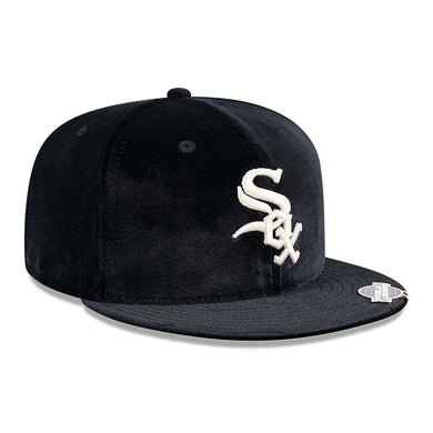 Chicago White Sox New Era MLB 59FIFTY 5950 Fitted Velvet Visor Clip Cap Hat Black Crown/Visor White Logo
