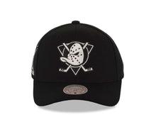 Load image into Gallery viewer, Mighty Ducks Mitchell &amp; Ness NHL Adjustable Panda Pro Vintage Cap Hat Black Crown/Visor Black/White Logo Established 1993 Side Patch
